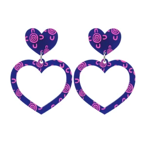 Earrings^Haus Of Dizzy Blak Collection - Sea Glass 'Meeting Place' Heart Hoop Earrings