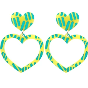 Earrings^Haus Of Dizzy Blak Collection - Sea Glass 'Meeting Place' Heart Hoop Earrings