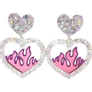 Earrings^Haus Of Dizzy Crystal Flame Heart Earrings ?