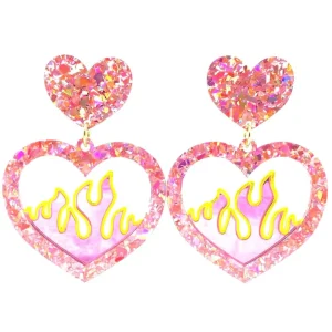Earrings^Haus Of Dizzy Crystal Flame Heart Earrings ?