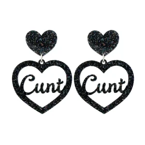 Earrings^Haus Of Dizzy 'Cunt' Glitter Heart Earrings