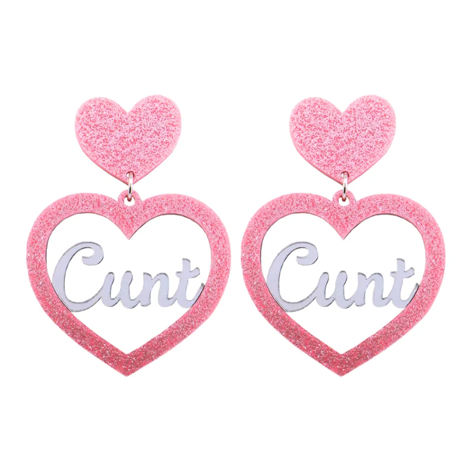 haus_of_dizzy_cunt_glitte_4.webp Earrings^Haus Of Dizzy 'Cunt' Glitter Heart Earrings