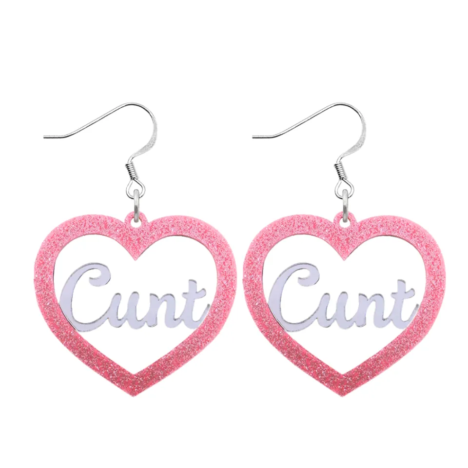 haus_of_dizzy_cunt_glitte_5.webp Earrings^Haus Of Dizzy 'Cunt' Glitter Heart Earrings