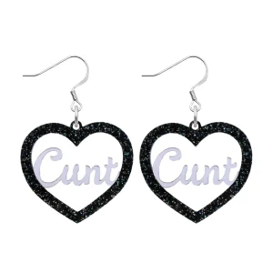 Earrings^Haus Of Dizzy 'Cunt' Glitter Heart Earrings
