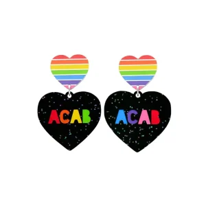 Earrings^Haus Of Dizzy 'F U ACAB' PRIDE FLAG HEART EARRINGS