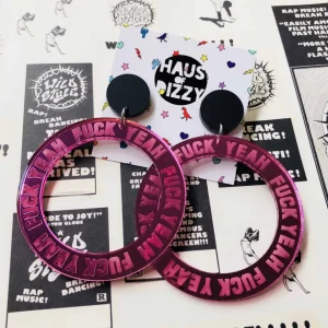 Earrings^Haus Of Dizzy 'F*CK YEAHHH' HOOPS