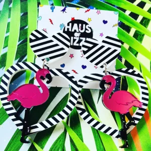 Earrings^Haus Of Dizzy Flamingo Heart Earrings
