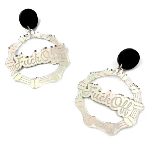 Bamboo Hoops | Earrings^Haus Of Dizzy 'Fuck Off' Bamboo Hoops
