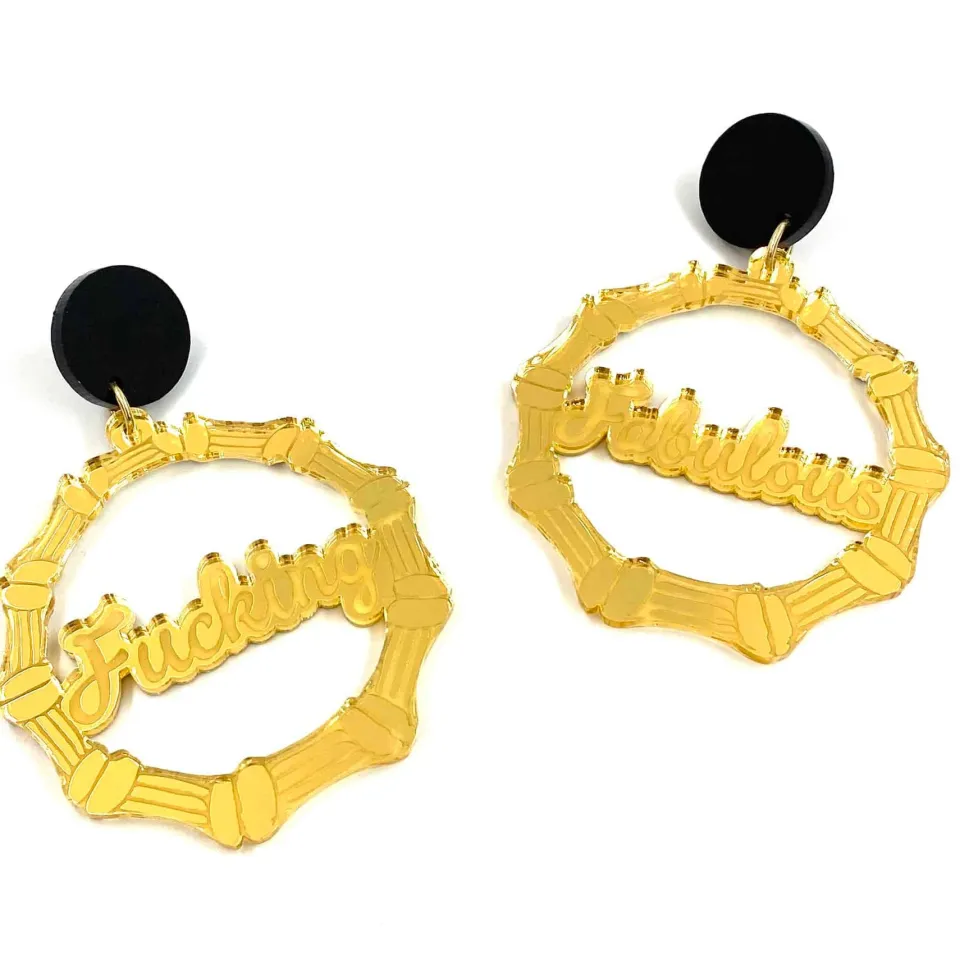 haus_of_dizzy_fucking_fab_0-1.webp Bamboo Hoops | Earrings^Haus Of Dizzy 'Fucking Fabulous' Bamboo Hoops