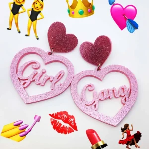 Earrings^Haus Of Dizzy 'Girl Gang' Pink Heart Earrings