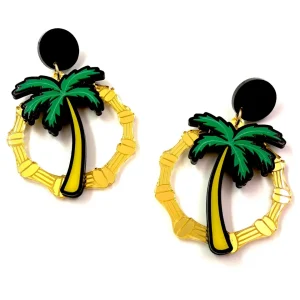 Earrings^Haus Of Dizzy Hawaii Palm Bamboo Hoops