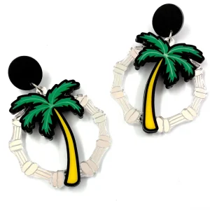 Earrings^Haus Of Dizzy Hawaii Palm Bamboo Hoops