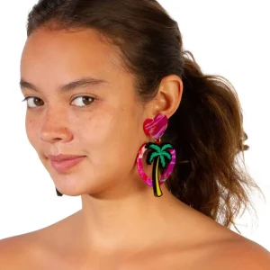 Earrings^Haus Of Dizzy Hawaiian Sunset Heart Earrings