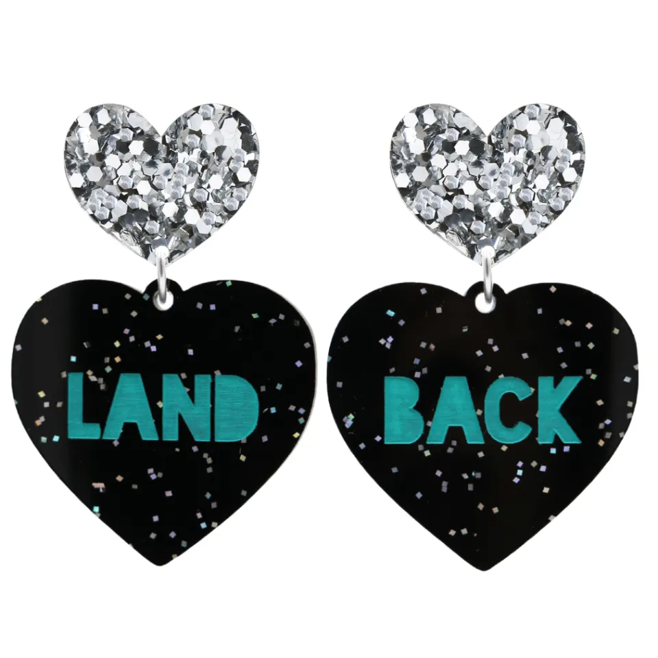 haus_of_dizzy_land_back_b_2.webp Earrings^Haus Of Dizzy 'Land Back' Black Glitter Heart Earrings