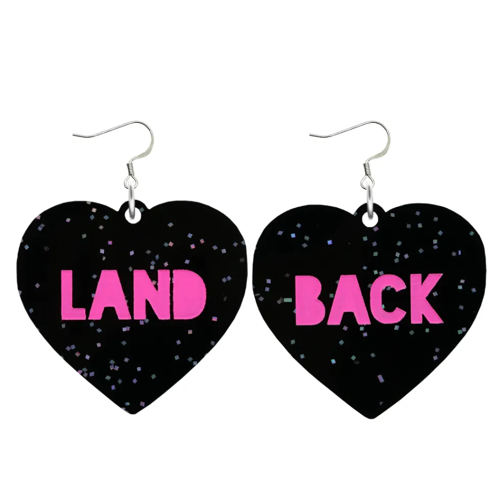 haus_of_dizzy_land_back_b_5.webp Earrings^Haus Of Dizzy 'Land Back' Black Glitter Heart Earrings