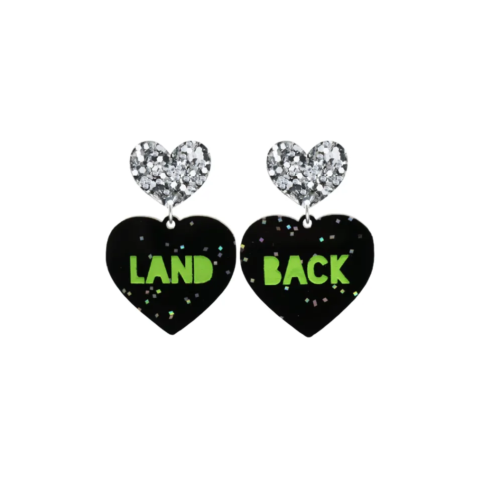 haus_of_dizzy_land_back_b_7.webp Earrings^Haus Of Dizzy 'Land Back' Black Glitter Heart Earrings