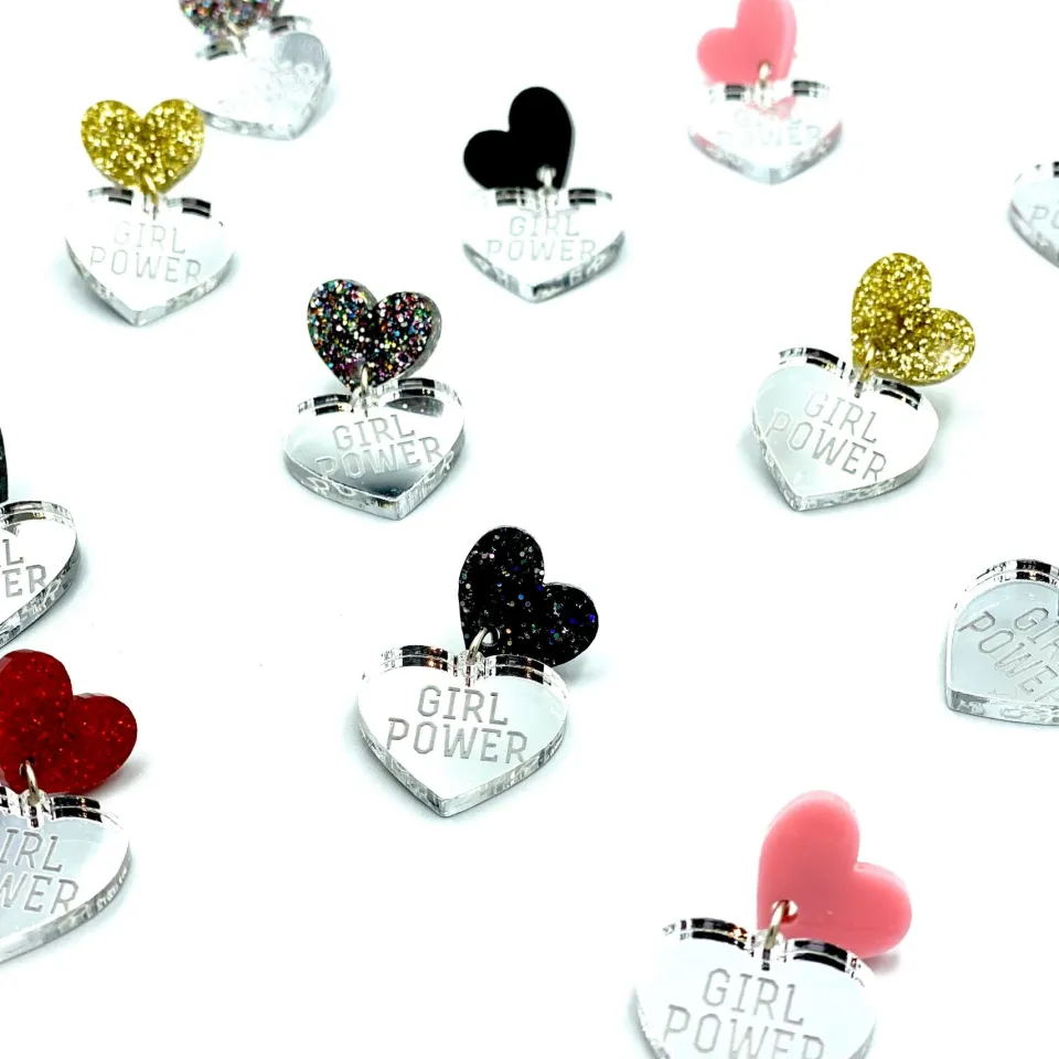 haus_of_dizzy_mini_silver_0.webp Earrings^Haus Of Dizzy Mini Silver 'Girl Power' Earrings