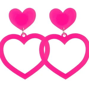 Earrings^Haus Of Dizzy Neon Barbie Heart Earrings