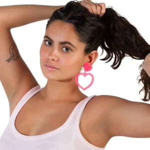 Earrings^Haus Of Dizzy Neon Barbie Heart Earrings