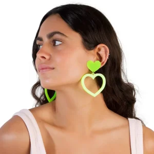 Earrings^Haus Of Dizzy Neon Barbie Heart Earrings