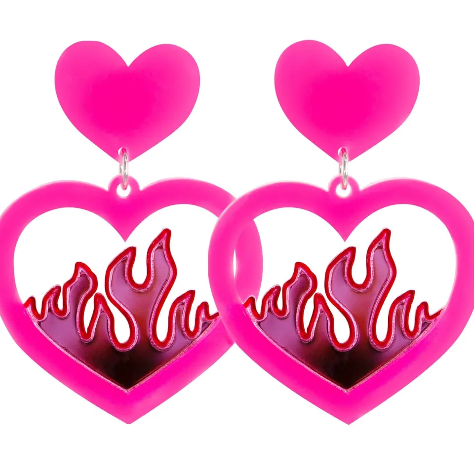 haus_of_dizzy_neon_flame__0.webp Earrings^Haus Of Dizzy Neon Flame Heart Earrings