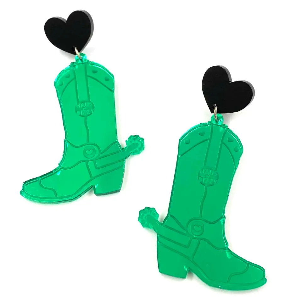haus_of_dizzy_pony_up_cow_2.webp Earrings^Haus Of Dizzy 'Pony Up' Cowgirl Boot Earrings