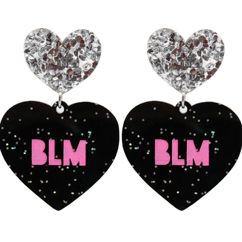 haus_of_dizzy_protest_in__4-2.webp Earrings^Haus Of Dizzy 'PROTEST' in 'BLM' Black Glitter Heart Earrings