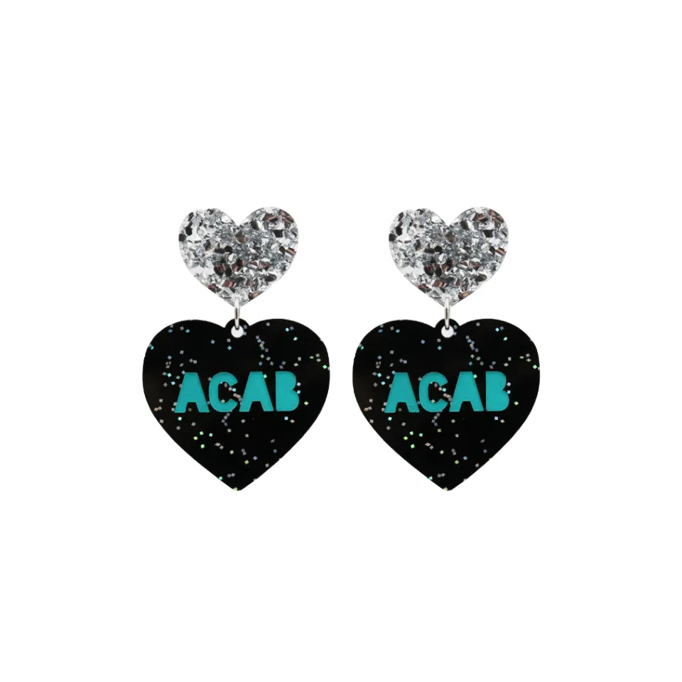 haus_of_dizzy_protest_in__8.webp Earrings^Haus Of Dizzy 'PROTEST' in 'ACAB' Black Glitter Heart Earrings
