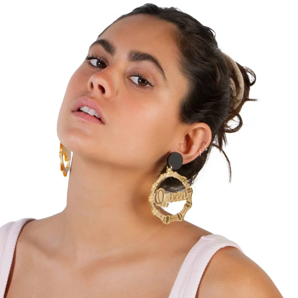 haus_of_dizzy_queen_bambo_2.webp Bamboo Hoops | Earrings^Haus Of Dizzy 'Queen' Bamboo Hoops