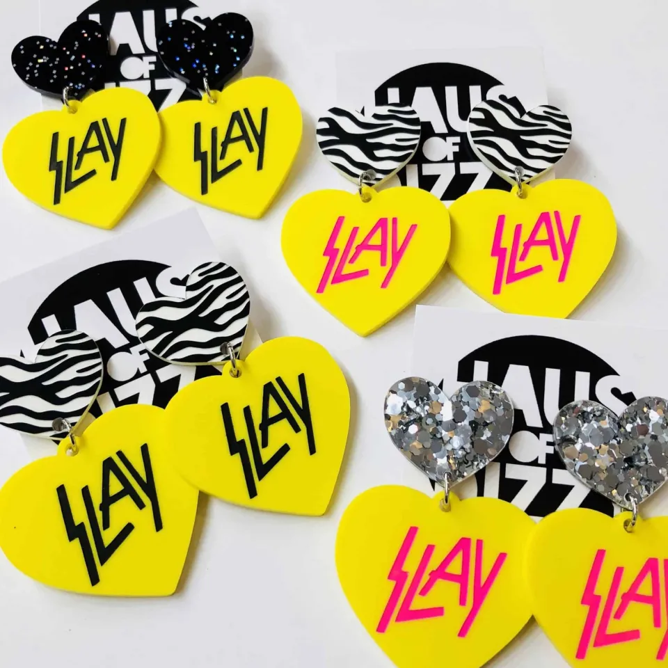 haus_of_dizzy_slay_yellow_1.webp Earrings^Haus Of Dizzy 'Slay' Yellow Heart Earrings