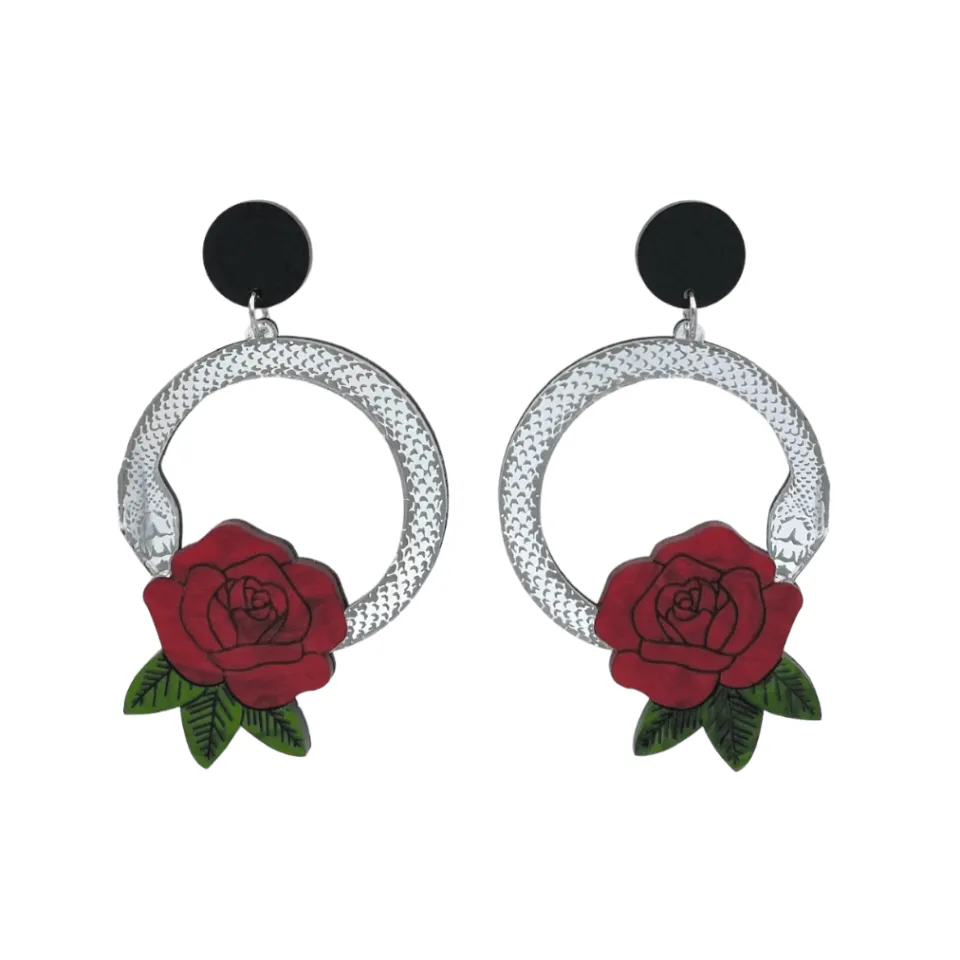 haus_of_dizzy_snake_rose__11.webp Earrings^Haus Of Dizzy 'Snake Rose' Hoop Earrings