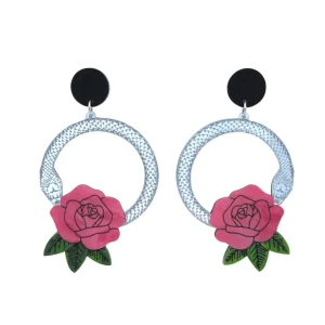 Earrings^Haus Of Dizzy 'Snake Rose' Hoop Earrings