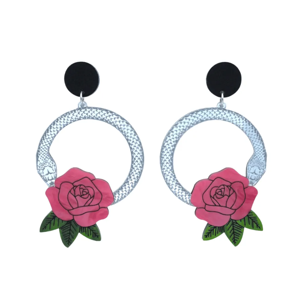 haus_of_dizzy_snake_rose__15.webp Earrings^Haus Of Dizzy 'Snake Rose' Hoop Earrings