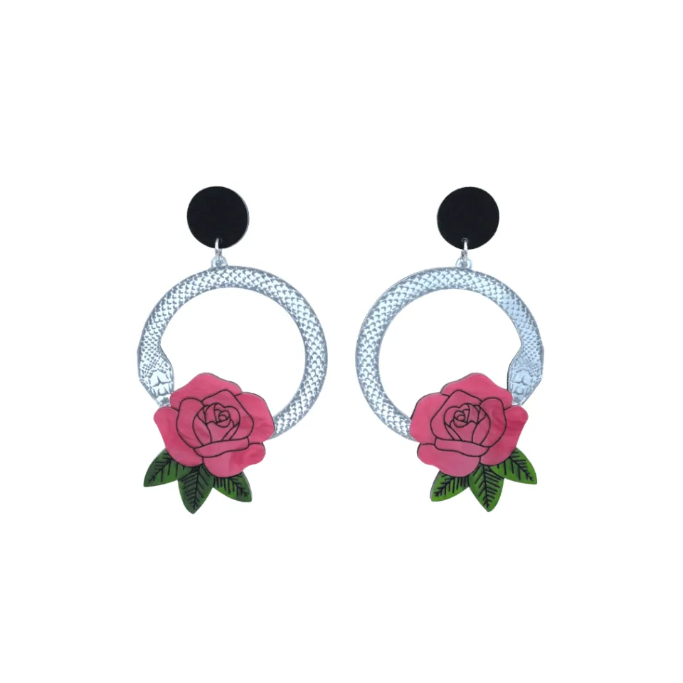 haus_of_dizzy_snake_rose__16.webp Earrings^Haus Of Dizzy 'Snake Rose' Hoop Earrings