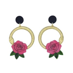 Earrings^Haus Of Dizzy 'Snake Rose' Hoop Earrings