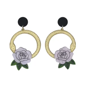 Earrings^Haus Of Dizzy 'Snake Rose' Hoop Earrings