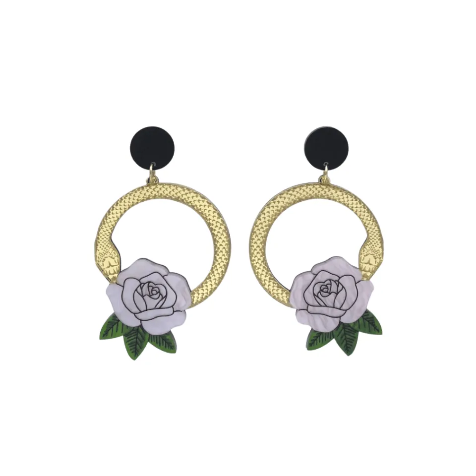 haus_of_dizzy_snake_rose__9.webp Earrings^Haus Of Dizzy 'Snake Rose' Hoop Earrings