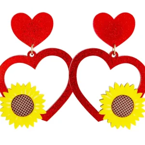 Earrings^Haus Of Dizzy Sunflower Heart Earrings