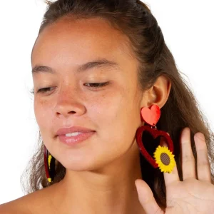 Earrings^Haus Of Dizzy Sunflower Heart Earrings