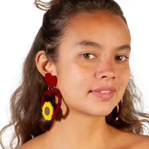Earrings^Haus Of Dizzy Sunflower Heart Earrings