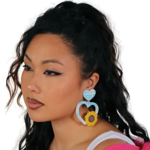 Earrings^Haus Of Dizzy Sunflower Plaid Heart Earrings ?