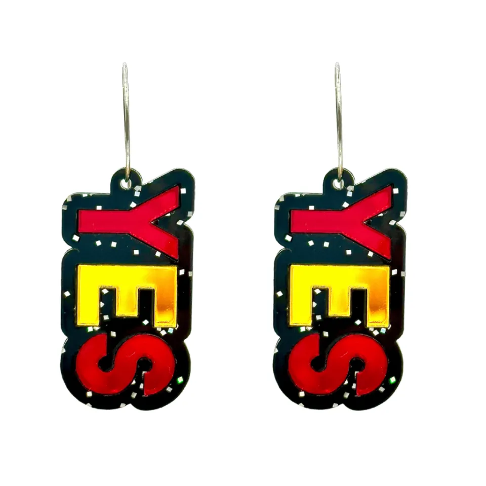 haus_of_dizzy_vote_yes_st_2.webp Stacked Earrings | Earrings^Haus Of Dizzy 'Vote Yes' Stacked Mirror Earrings Gold
