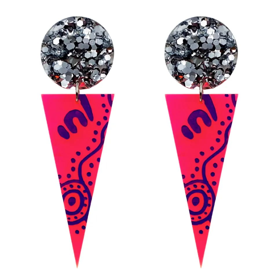 haus_of_dizzy_wiradjuri_y_2-2.webp Earrings^Haus Of Dizzy 'Wiradjuri Yinaa' Neon Cone Earrings