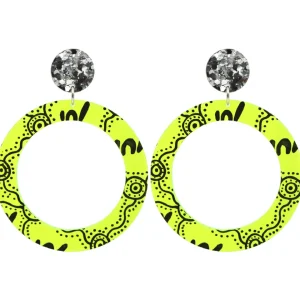 Earrings^Haus Of Dizzy 'Wiradjuri Yinaa' Neon Hoop Earrings