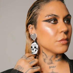 Earrings^Haus Of Dizzy x Roxxi's Poolroom 'Speed Skull' Earrings