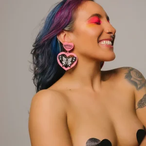 Earrings^Haus Of Dizzy x Roxxi's Poolroom 'Butterfly' Barbie Heart Earrings