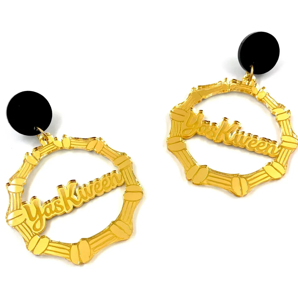 haus_of_dizzy_yas_kween_b_0.webp Earrings | Bamboo Hoops^Haus Of Dizzy 'Yas Kween' Bamboo Hoops